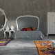 double bed / contemporary / with upholstered headboard / fabric