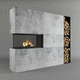 wood-burning fireplace / built-in / wall / 3-sided