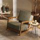 contemporary armchair / fabric / leather / birch