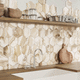 porcelain hexagonal tile / high-gloss / indoor / living room