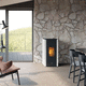 pellet heating stove / 5 kW...10 kW / 0 - 5 kW / free-standing