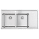 double kitchen sink / with drainboard / stainless steel / overmount