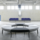 modular upholstered bench / contemporary / fabric / metal base