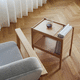 contemporary side table / oak / wood veneer / oak base