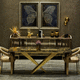 contemporary dining table / marble / metal base / rectangular