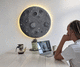 wall-mounted acoustic panel / wool / round / gray