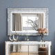 wall-mounted mirror / contemporary / rectangular / silver-colored
