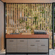 small kitchenette / concrete / wooden / stainless steel