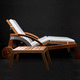 contemporary sunlounger / fabric / teak / teak