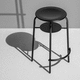 contemporary stool / wooden / metal base / round