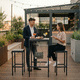 high bar table with stools / contemporary / painted steel / square