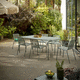 contemporary table and chair set / indoor / garden / painted metal