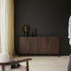 modern sideboard / solid wood / varnished wood / with swing doors