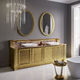 double washbasin cabinet / free-standing / wooden / marble