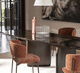 contemporary dining chair / indoor / metal / leather
