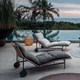 contemporary sun lounger / fabric / wicker / aluminum