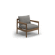 contemporary armchair / fabric / teak / with removable cushion