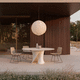 contemporary table / tempered glass / cement base / curved