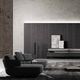 contemporary TV cabinet / lowboard / oak / glass
