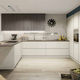 contemporary kitchen / melamine / U-shaped / handleless