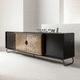 contemporary sideboard / wooden / metal / glass