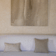 patterned sheer curtain fabric / linen / translucent / home