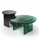 contemporary coffee table / bronze / glass / glass base
