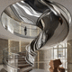 helical staircase / oak step / metal frame / wooden