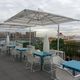 square parasol / wall-mounted / side post / acrylic fabric