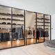 wall-mounted walk-in wardrobe / contemporary / wooden / glass