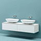 double washbasin cabinet / wall-hung / wood veneer / Corian®