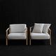 contemporary armchair / leather / fabric / steel