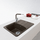 single-bowl kitchen sink / with drainboard / granite / overmount