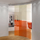 sliding partition / with glass panel / commercial / home