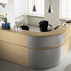corner reception desk / wooden