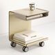 contemporary side table / stainless steel / HPL / HPL base