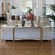 contemporary sideboard table / marble / brass base / rectangular