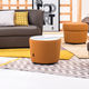 contemporary coffee table / leather / fabric / leather base