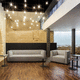 contemporary sofa / synthetic leather / gray / brown