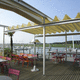 self-supporting pergola / aluminum / PVC fabric sliding canopy / retractable