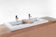 semi-recessed washbasin / composite / with mixer tap / double