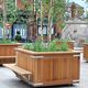 steel planter / wooden / square / with integrated bench