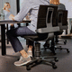 contemporary office chair / indoor / wool / leather