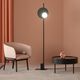 floor-standing lamp / aluminum / steel / blown glass