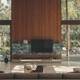 contemporary TV wall unit / wood veneer / teak / glass