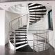 spiral staircase / stone step / stainless steel frame / contemporary