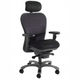 contemporary office armchair / leather / fabric / with headrest