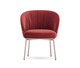 contemporary lounge chair / fabric / leather / metal