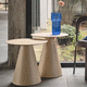 contemporary side table / solid wood / wood veneer / aluminum