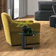 contemporary side table / lacquered wood / marble / metal base